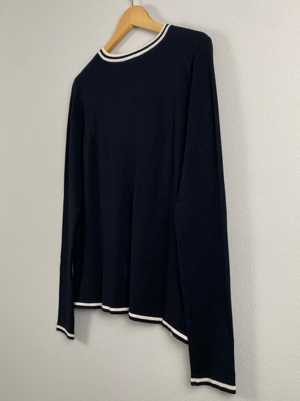 Mango MNG Contrast Tipped Long Sleeve Parker Cardigan Sweater | Black/Ivory - Picture 8 of 16